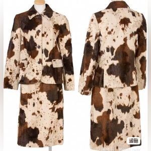 Vintage Paul Smith faux fur cow print jacket+skirt set